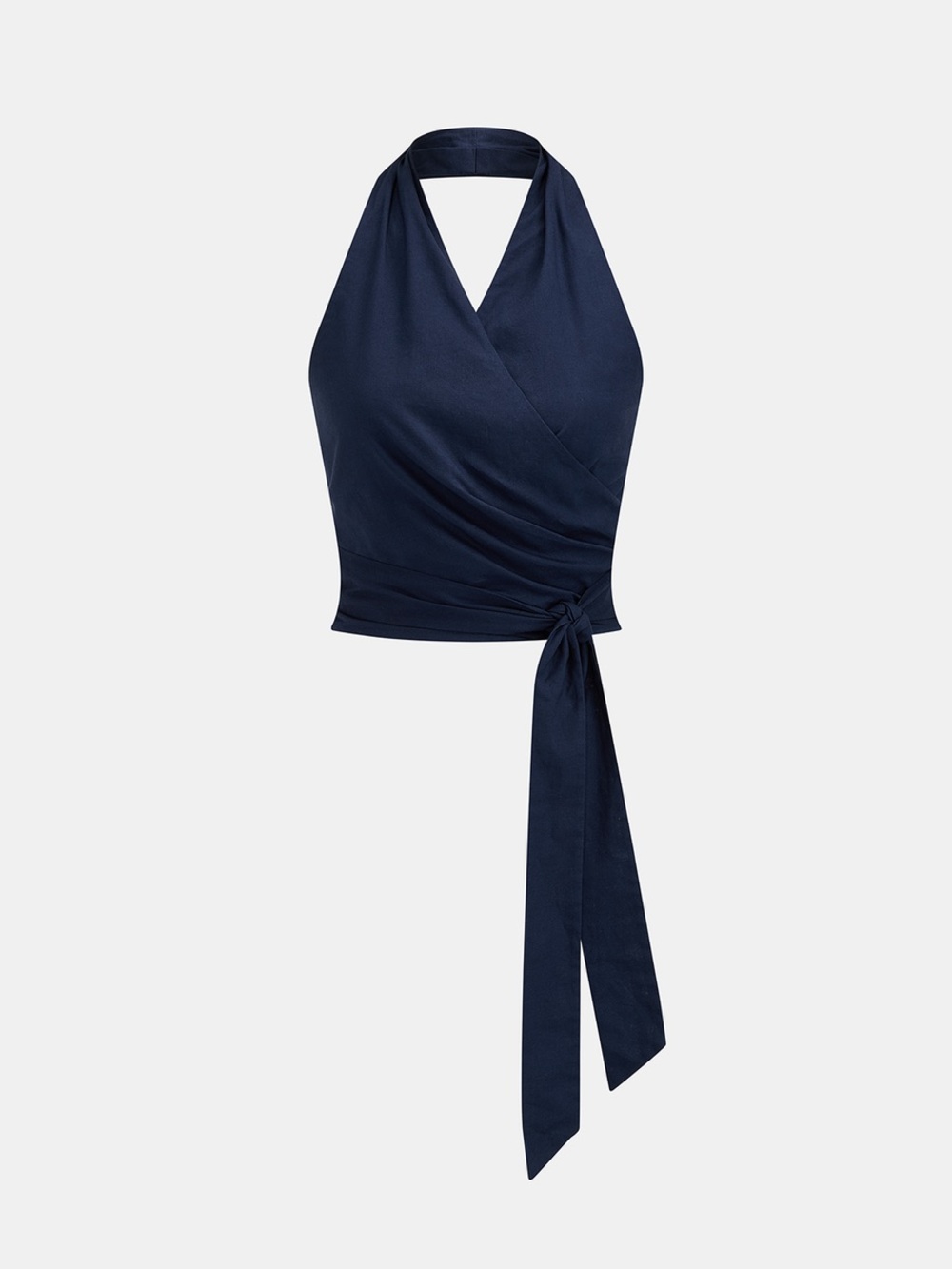 Commense Navy Wide-Leg Linen-Blend Trousers - Picture 3 of 8